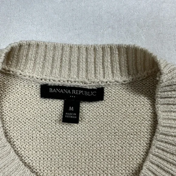 Banana Republic Slouchy Sweater Tee Women M Ivory Cream Cotton Blend Casual - Picture 5 of 9
